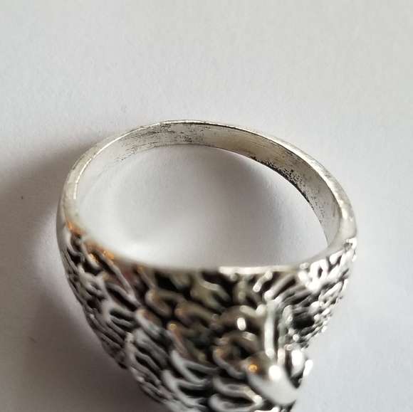 Relisted -Owl ring silver tone Ring size 7.75 7 3/4 goth punk witchy - Picture 5 of 8